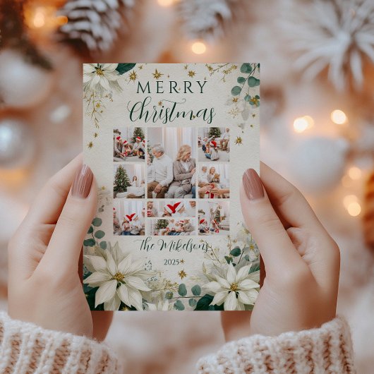 写真ホワエレガントイトポインセチアのクリスマス シーズンカード