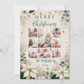 写真ホワエレガントイトポインセチアのクリスマス シーズンカード (正面)