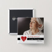 写真ボタンを記念してモダンで赤い花のハート 缶バッジ (正面&裏面)