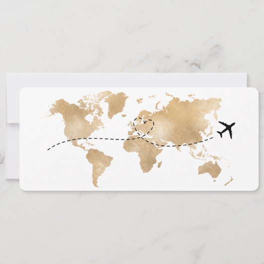 写真ボーディングパスの世界地図を保存 招待状 (裏面)