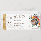 写真ボーディングパスの世界地図を保存 招待状 (正面)