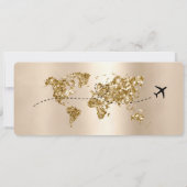 写真ボーディングパスの世界地図を保存 招待状 (裏面)