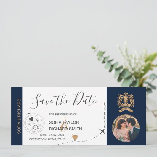 写真ボーディングパスの世界地図を保存 招待状 (スタンド正面)