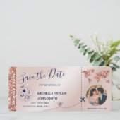 写真ボーディングパスの世界地図を保存 招待状 (スタンド正面)