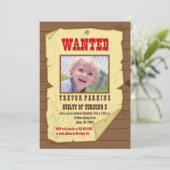 写真ポスターのカウボーイ誕生日パーティーの招待状 招待状 (スタンド正面)