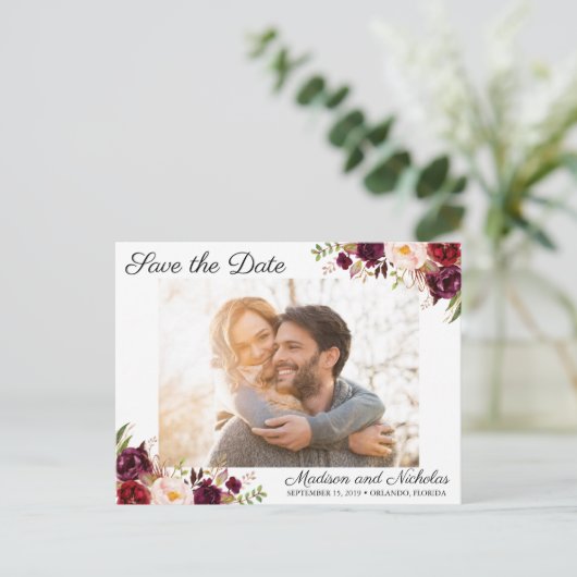 写真ポストカードマルサラピンクの花を保存 ポストカード (スタンド正面)