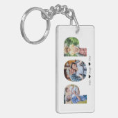 写真ポップ・アートのコラージュ | おじいちゃん父の日の贈り物 キーホルダー (正面左)