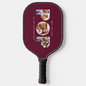 写真ポップ・アートのモダン数々のタイポグラフィのブルゴーニュの贈り物 ピックルボールラケット (裏面)