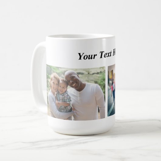 写真マグと文字（2枚の写真/1行付き） コーヒーマグカップ (正面左)
