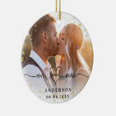 写真ミセス新しい結婚金ゴールド雪クリスマス セラミックオーナメント (右)