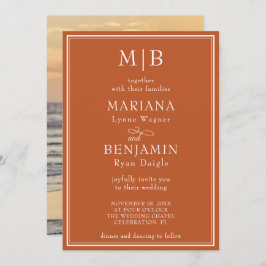 写真ミニマモダンリストTerracotta結婚の 招待状