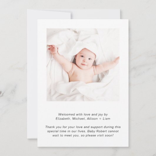 写真ミニマルありがとうお誕生発表 (裏面)