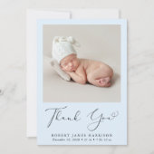 写真ミニマルありがとう男の赤ちゃん誕生 案内状 (正面)