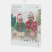 写真ミニマルとLGBTQメリーブラックスクリプト ガラスオーナメント (正面左)