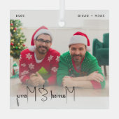 写真ミニマルとLGBTQメリーブラックスクリプト ガラスオーナメント (裏面)