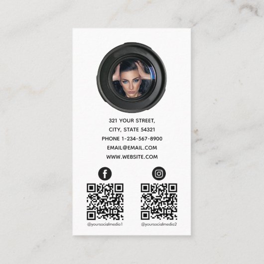 写真ミニマルなソーシャルメディア2 QRコード 名刺 (裏面)