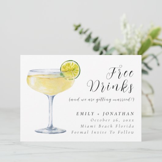 写真ミニマルのおもしろい結婚式の日付の保存 招待状 (スタンド正面)