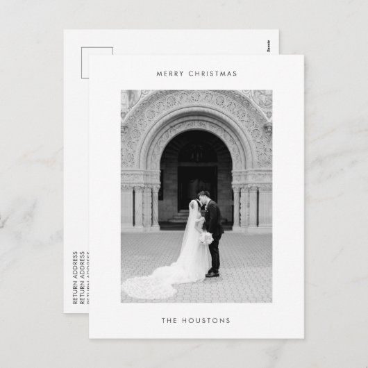 写真ミニマルのクモダンリスマス シーズンポストカード (正面/裏面)