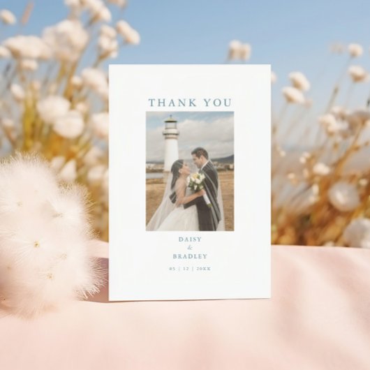 写真ミニマルのメッセー結婚ジフラットサンキューカード サンキューカード