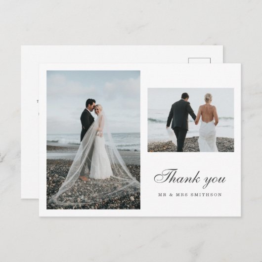 写真ミニマルの結婚ありがとう ポストカード (正面/裏面)