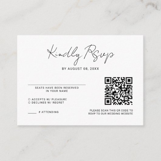 写真ミニマルのQRコー結婚ドの出欠 エンクロージャーカード (正面)
