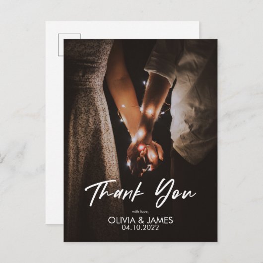 写真ミニマルを置き換えるThank Youはがき インビテーションポストカード (正面/裏面)