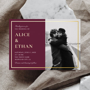 写真ミニマルエレガントのマルサ結婚ラ 箔招待状