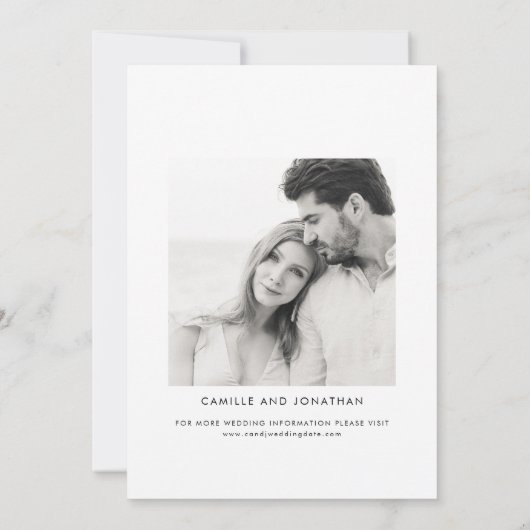 写真ミニマルエレガント日付の保存 セーブザデート (裏面)