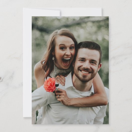 写真ミニマルエレガント白黒結婚の セーブザデート (裏面)