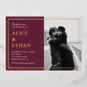 写真ミニマルエレガント秋マルサラ結婚ズ 箔招待状 (正面)