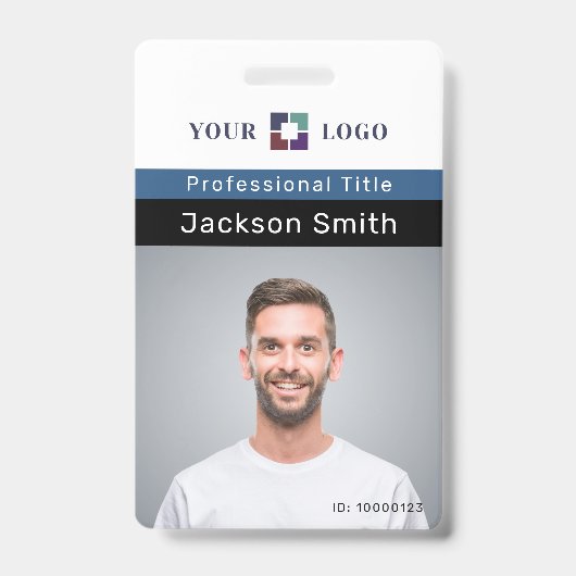 写真ミニマルカスタムと氏名の従業員バッジ バッジ (正面)