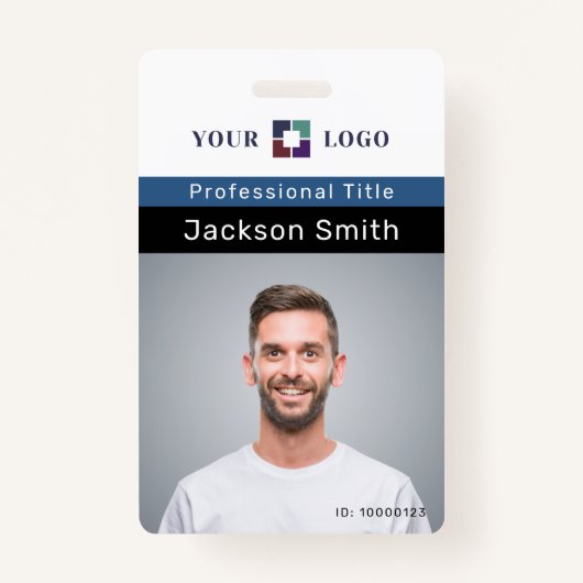 写真ミニマルカスタムと氏名の従業員バッジ バッジ (正面)