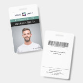 写真ミニマルカスタムと氏名の従業員バッジ バッジ (正面＆裏面)