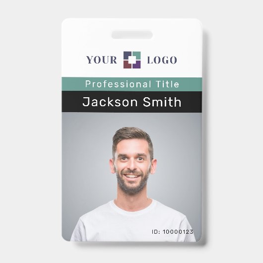 写真ミニマルカスタムと氏名の従業員バッジ バッジ (正面)