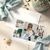 写真ミニマルコラージスクリプトのボー結婚モノグラム サンキューカード