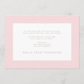 写真ミニマルコラージュのピンク生誕発表 案内状 (裏面)