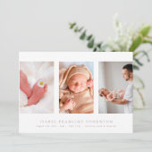 写真ミニマルコラージュのピンク生誕発表 案内状 (スタンド正面)