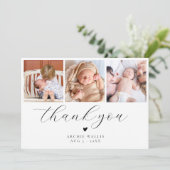 写真ミニマルコラージュエレガント赤ちゃんシャワー サンキューカード (スタンド正面)