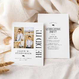 写真ミニマルコラージュ卒業パーティー 招待状