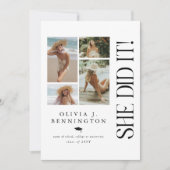 写真ミニマルコラージュ卒業パーティー 招待状 (正面)