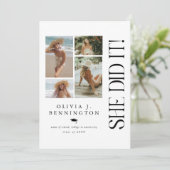 写真ミニマルコラージュ卒業パーティー 招待状 (スタンド正面)