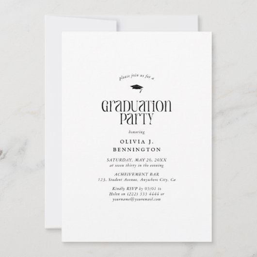 写真ミニマルコラージュ卒業パーティー 招待状 (裏面)