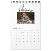 写真ミニマルシンプルのScript書の任意の年 カレンダー (2月 2027)