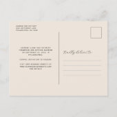 写真ミニマルスクリプトBeige日付を保存 案内ポストカード (裏面)