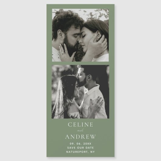 写真ミニマルストリップ磁気結婚式の日付を保存 (正面)