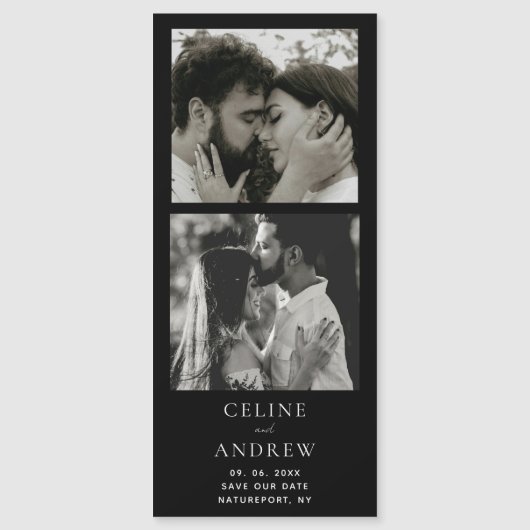 写真ミニマルストリップ磁気結婚式の日付を保存 (正面)