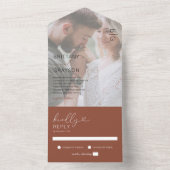 写真ミニマルテラコッタ結婚ズ オールインワン招待状 (内側)