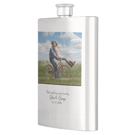 写真ミニマルパーソナライズされた結婚披露宴 フラスク (左)