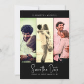 写真ミニマルブラックレトロQRコード日付の保存 招待状 (正面)