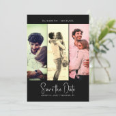 写真ミニマルブラックレトロQRコード日付の保存 招待状 (スタンド正面)